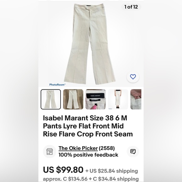 REDUED!!!Isabel Marant wide leg, bell bottom denim jeans! Col. Ice blue Size 6 - Picture 16 of 17